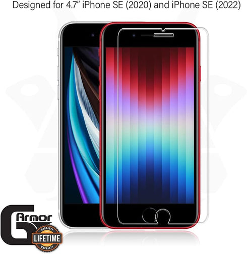 2 Pack Screen Protector for iPhone SE 3 (2022) and SE 2 (2020) - Tempered Glass Screen Saver, Phone Case Friendly, Lifetime Replacement, Protectiv...