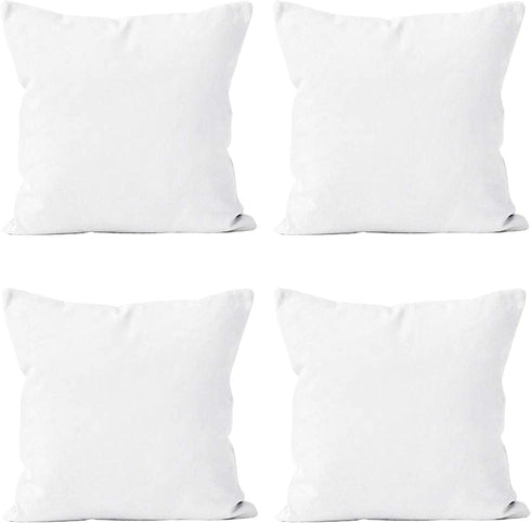 Encasa XO Throw Pillow Covers Only (No Insert) (18"x18") - Sublimation Blank White 4 Pc Pack with Invisible Zipper -Polyester Twill Cushion Cases ...