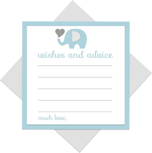 Blue Elephant Advice Cards - 25 Pack - Fun Baby Shower Game & Best Wishes for New Parents - Unique Guest Book Alternative for Graduations, Birthda...
