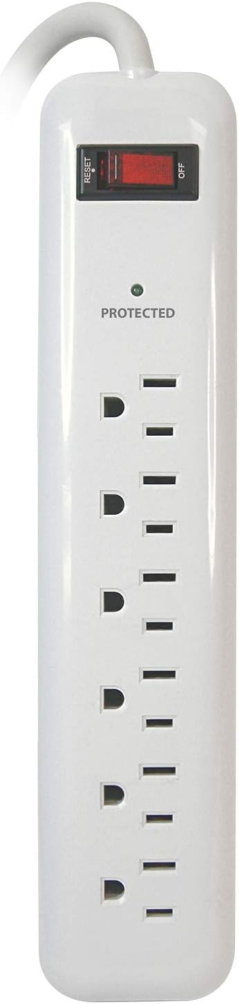 Prime Wire PB802124 6-Outlet Household Electronics Surge Protector with 14/3 SJT 3-Feet Cord....
