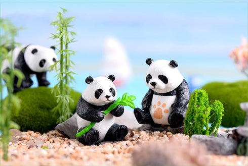 Panda Figurine Set of 8 - Chinese National Treasure Sculptures - Miniature Adorable Panda Family Statues - Perfect for Garden, Backyard, Terrace, ...