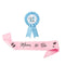 2 Packs Baby Shower Decorations Pink Mom Sash and Blue Dad Tinplate Badge Baby Welcome Party Gifts...