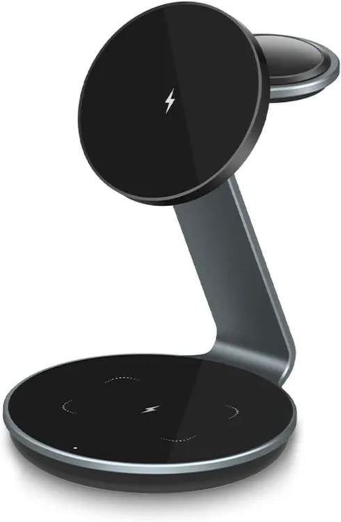 FigurX 3 in 1 Magnetic Wireless Charging Station, Mag Safe Aluminum Alloy Charger Stand for iPhone 15/14/13/12 Series, Apple Watch, AirPods Pro (U...