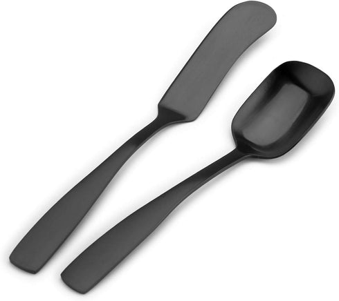 O.C.E. 5-Piece Matte Black Serving Flatware Silverware Set, Utensil Set of Stainless Steel, Satin Finish, Hostess Tableware Serving Set, Dishwashe...