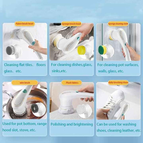 Electric Spin Scrubber with 5 Brush Heads, Cordless Cleaning Brush Tub Tile Scrubber for Home, Scrubber for Cleaning Kitchen, Window, Sink, Dish, ...