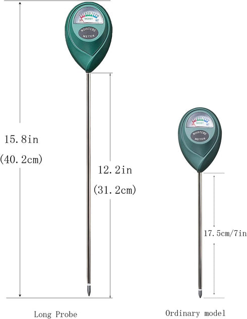 XLUX Long Probe Deep Use Soil Moisture Meter, Water Monitor Indicator Sensor, Hygrometer for Outdoor Indoor Large Pot Plants, Flower, Gardening, F...