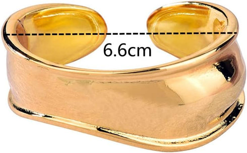 COLORFUL BLING Punk Twisted Gold Silver Open Wide Cuff Bracelet for Women Irregular Wave Chunky Cuff Bangle Armband Statement Party Jewelry...