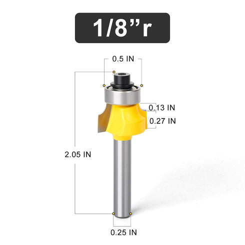2PCS Roundover Edging Router Bit Set, 1/4-Inch Shank Round Nose, Cutter Tools 1/8" Radius Inch...
