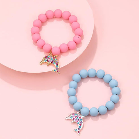 Colorful Enamel Dinosaur Charm Acrylic Beaded Strand Bracelet Set Round Beads for Women Cute Friendship Best Friend Preppy Y2k Party Jewelry...
