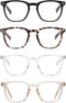 EYECEDAR 4-Pack Reading Glasses for Women Square Style Blue Light Readers for Women Metal Spring Hinges Adjustable Flexible Temples Eye Glasses 2....