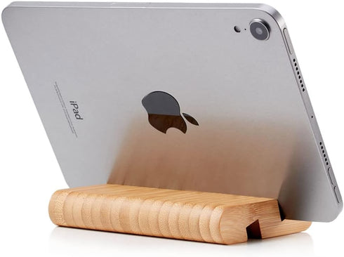 Bamboo Cell Phone Stand Wooden Tablet Stand for Desktop, Wood Cell Phone Holder Desk Tablet Holder Mobile Stand for iPhone iPad Tablets and All Ph...