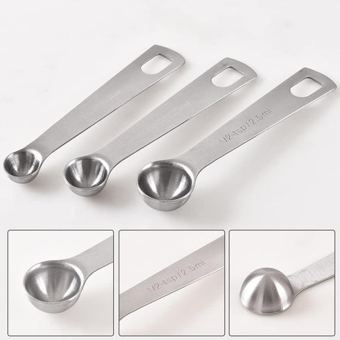 Newk 6 PCS Measuring Spoons, Stainless Steel Metal Kitchen Measuring Tools Set for Dry and Liquid Ingredients-1/8 tsp, 1/4 tsp, 1/2 tsp, 1 tsp, 1/...
