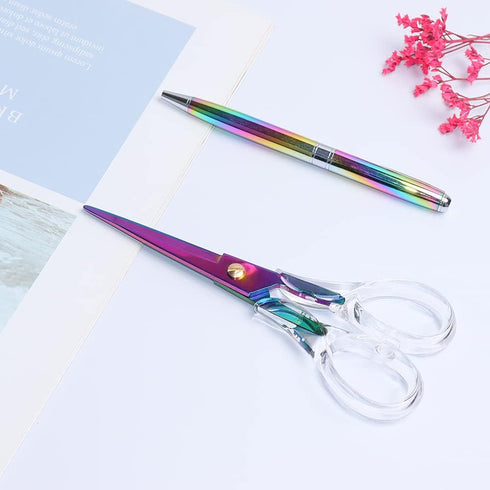 Scissors with Stainless Steel Blade and Acrylic Handle, All Purpose Scissor for Office, School, Home, Fabric Shears, Tijeras...