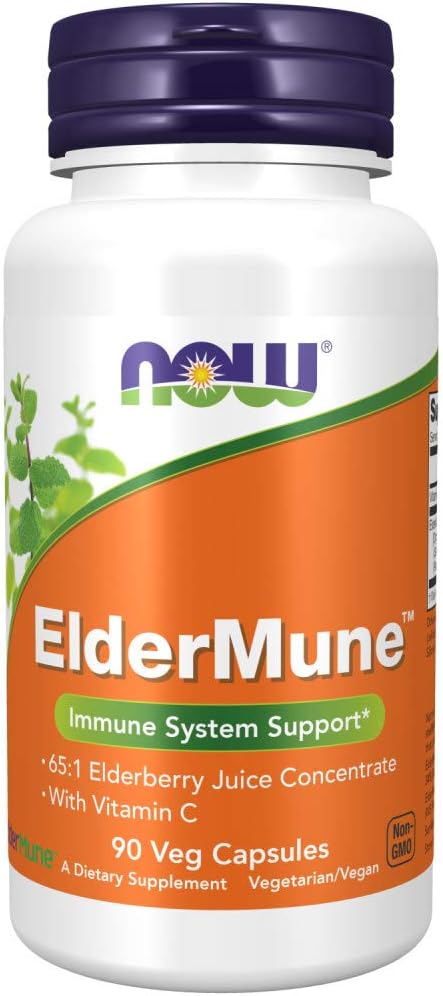 NOW Supplements, ElderMune 65:1 Elderberry Juice Concentrate With Vitamin C, Immune System Support, 90 Veg Capsules...