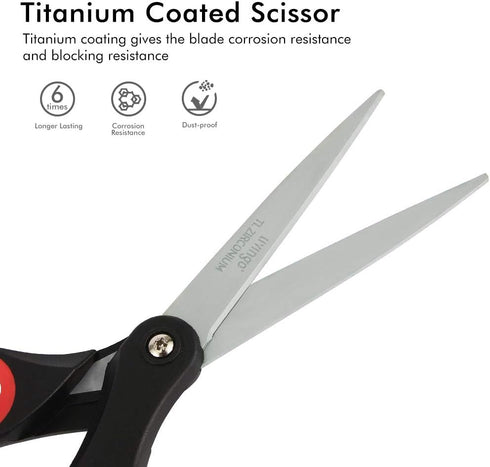 LIVINGO Scissors, 8" Scissors All Purpose 3-Pack, Titanium Ultra Sharp Scissors for Office Home School Sewing Fabric Craft Supplies, Premium Stain...