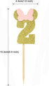 Morndew 24 PCS Gold Pink Glitter Number 2 Cupcake Toppers for Baby Girl Second Birthday Party Wedding Party Decorations...