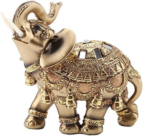Feng Shui Elephant Statue Golden Collectible Wealth Lucky Elephant Figurine for Home Office Decoration Gift(Large)...