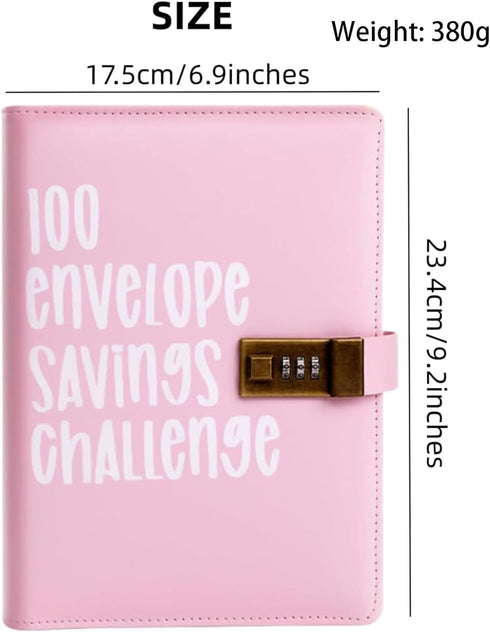 New 100 Envelope Challenge Binder with Password, 100 Envelopes Money Saving Challenge, Envelope Challenge Binder, Fun Way to Save $5,050 Savings (...