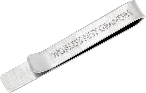 kilofly Men's Tie Clip Hidden Message WORLD'S BEST DAD GRANDPA BROTHER UNCLE Tie Bar...