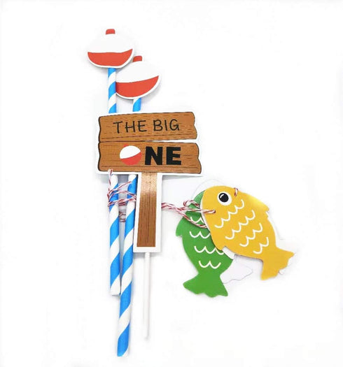 TUKIMA 21 PCS Pastel Blue Fishing Cake Toppers for Birthday & Baby Shower Parties...