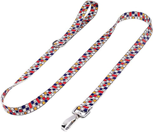 Dog Leash, Soft Breathable Nylon Dog Collar with Heavy Duty Quick Metal Clasp for Small Medium Large Dogs (S (Long 59", Width 0.6”), Rainbow)...