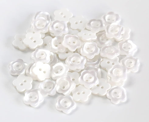 Flower Shape Buttons 11mm(0.44 inch) Translucent White Resin Button for Sewing Blouse Shirt DIY Scrapbooking Pack of 100pcs...