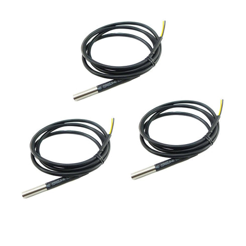 3PCS DS18B20 Waterproof Stainless Steel Temperature Sensor Digital Temperature Probe Sensor Cable Temperature Range (-55?~ +125?) 6 * 50mm 1 Meter...