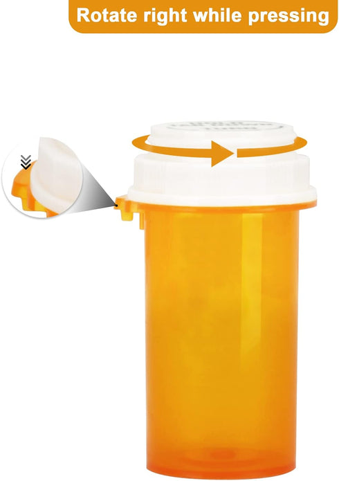 Prescription Reversible Thumb Tab Vials, Medicine Container, Pill Bottle, Prescription Pharmacy Vials Reversible Cap with Animal Pet Resistant (no...