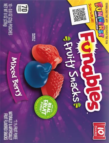 Funables Fruity Snacks, Mixed Berry Fruit Flavored Snacks, 0.8 Ounce Pouches (Pack of 10)...