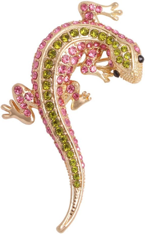 Rhinestone Gecko Lizard Brooch Pin for Women Girls Gold Plated Fashion Crystal Animal Brooches Lapel Pins Cute Dress Accessories Holiday Birthday ...