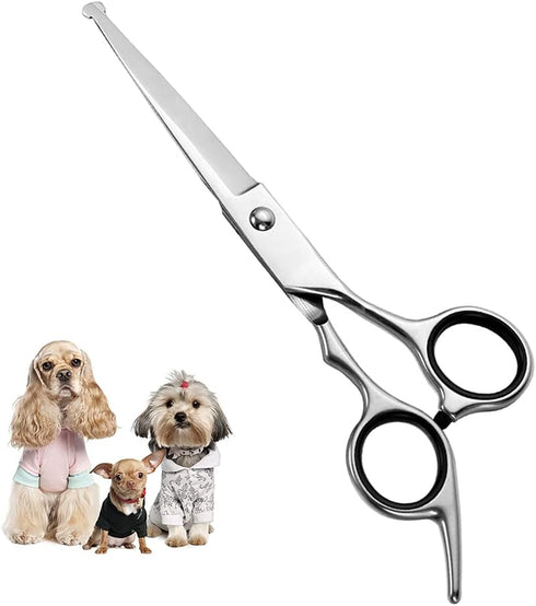Chibuy Dog Grooming Scissors with Safety Round Tips, 4CR Stainless Steel Heavy-duty titanium coated Professional Pet Grooming Scissors for Dogs, C...