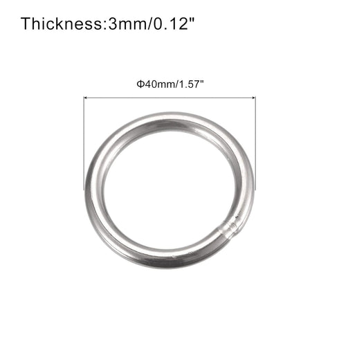uxcell Stainless Steel O Rings, 20pcs 40mm(1.57") Outer Dia. 3mm Thickness Multi-Purpose Metal Welded O-rings Round Rings for Hardware Luggage Acc...