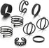 Black Knuckle Rings Set for Women Vintage Stackable Midi Rings Boho Crystal Pearl Sea Wave Finger Ring Pack...