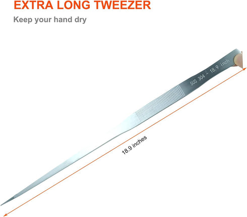 Extra Long Tweezers, Aquascape Tools, 18.9 inch Fecsam Aquarium Stainless Steel Large Feeding Tongs for Fish Tank, Terrarium?Aquascaping, Reptile ...