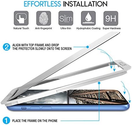 Screen Protector for Apple iPhone 11 and iPhone XR - 3 Pack (w/Installation Frame) Tempered Glass Screen Protector Compatible iPhone 11 / iPhone X...