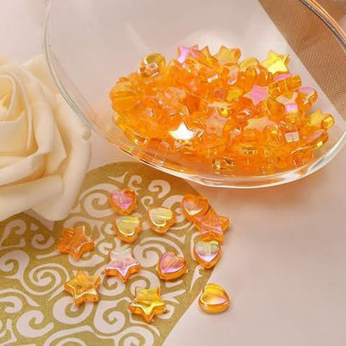 100PCS Mini Acrylic Beads 9mm Heart Charms and 11mm Star Beads for Jewelry Making Bracelets Necklaces Earrings Key Chains Accessories DIY Crafts V...