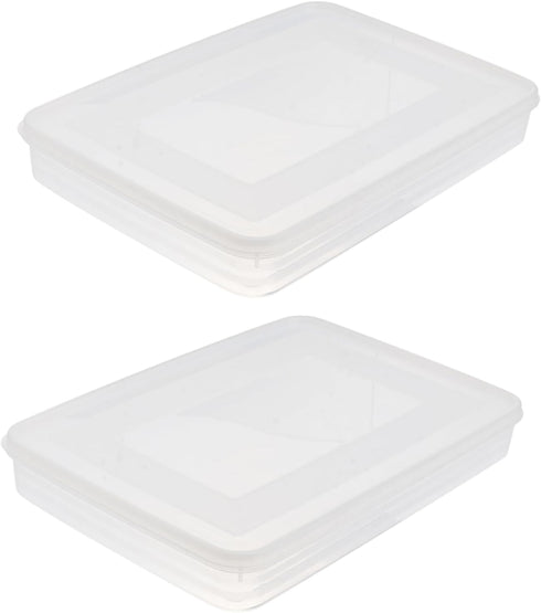HOMSFOU 2pcs Dumpling Box Containers for Fridge Large Plastic Container Flat Storage Bins Stackable Food Storage Containers Refrigerator Box Dumpl...