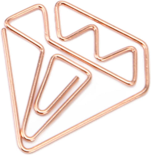 100Pcs Paper Clips, Rose Gold Paper Clips Cute Diamond Shaped Multifunctional Metal Small Planner Clips for Students Office Supplier Stationery...