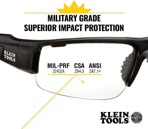 Klein Tools 60161 Safety Glasses, Professional PPE Protective Eyewear with Semi Frame, Scratch Resistant and Anti-Fog, Clear Lens...