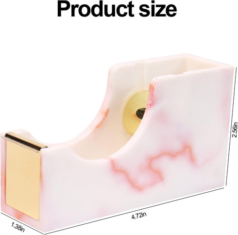 Tape Dispenser Acrylic Tape Dispenser Desk Marble Pink Cute Tape Dispenser for Desktop Accessories Office Supplies...
