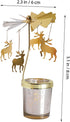 Rotating Candlestick Holder Christmas Carousel Spinning Deer Tea Light Holder Table Decoration (Gold)...