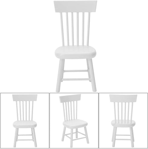 Dollhouse Chair, Miniature Furniture Model Wooden Dining Chair Furniture for 1:12 Doll House Accessory Dollhouse Accessories (White)...