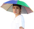 Umbrella Hat, 27" Diameter Rainbow Umbrella Hats, Hands Free Fishing Umbrella Cap Sunhat, Head Umbrella Hat for Kids, Men & Women, Headwear Umbrel...