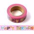 Happy Birthday Washi Tape,5/8" x 393 inches(15mm*10M) Happy Birthday Washi Tape, Masking Tape Craft Supplies Tape for Scrapbooking DIY Craft Decor...