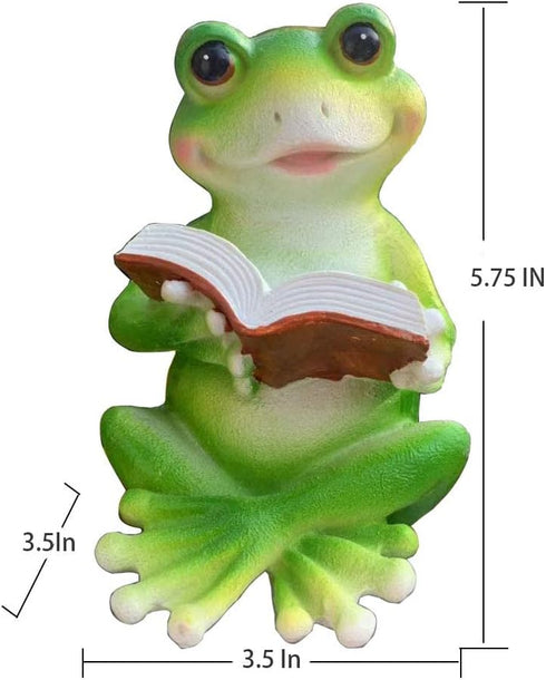Reading A Book Frog Statue Frog Figurine Indoor Outdoor Garden Decor Animal Frog Statue Sculpture Decoration Collectible Frog Figurine (Reading A ...