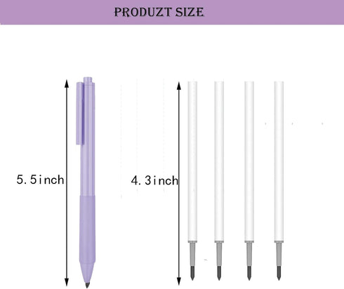 TYU 3Pieces Inkless Magic Pencil, Infinity Reusable Pencil with Extra 3 Lead Refills Replaceable Nib Cute Pencils for Writing Drawing Drafting Hom...