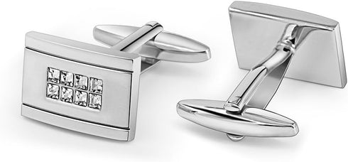 Mr.Van Swarovski Crystal Cufflinks Rectangle Cuff Links Set for Men Wedding Party...