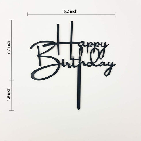 Happy Birthday Cake Topper for Birthday Party Decorations (Black Acrylic)...