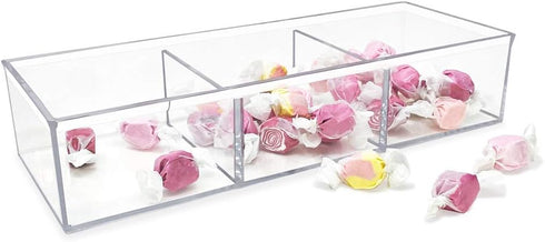 Isaac Jacobs Large 3-Compartment Acrylic Stackable Organizer (12.9" L x 5" W x 2.7" H), Multi-Sectional Tray & Storage Solution for Makeup, Craft ...