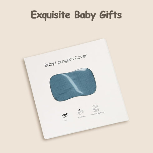 Muslin Baby Lounger Cover Soft Organic Cotton Slipcover Fits Newborn Lounger for Baby Boys and Girls (Blue)...